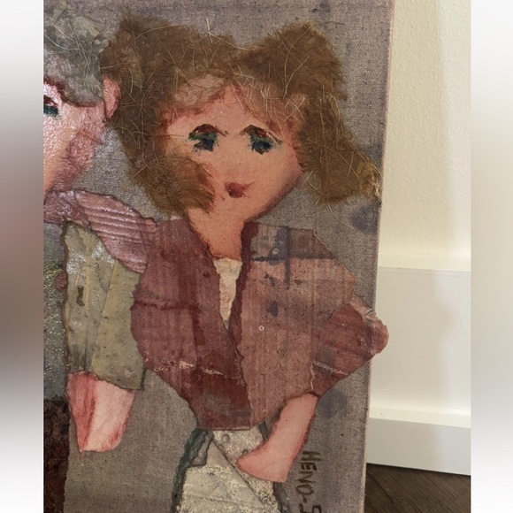 Vtg 60’s Original Catherine Heno Suffel Painting “Friends” or “Siblings Signed - Picture 3 of 5